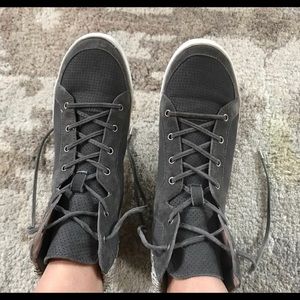 Joie suede and snake gray high top sneakers